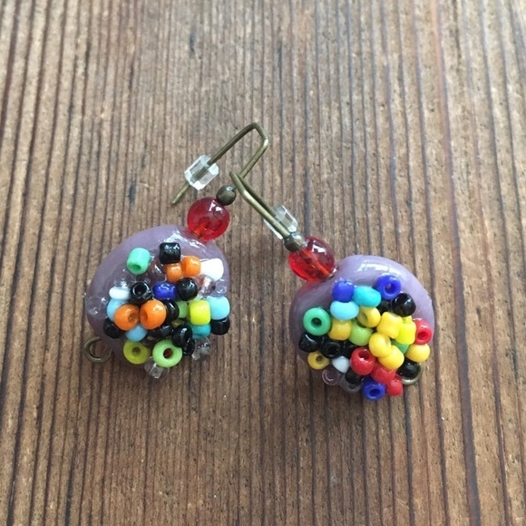 Purple Beads Dangle Ladies Earrings,  Handmade Ladies Earrings - Picture 4 of 4
